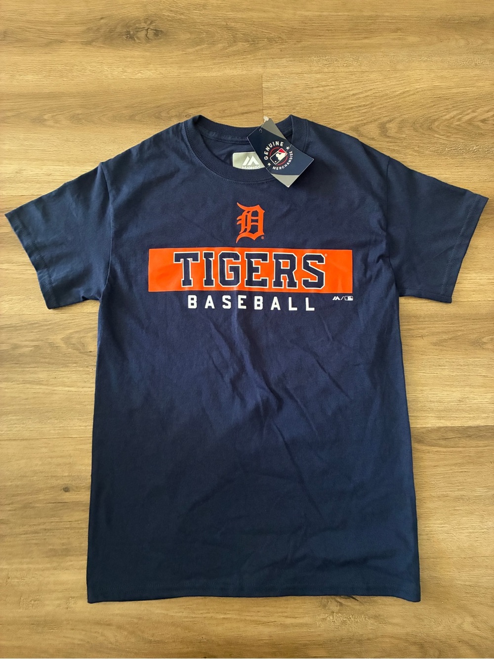 Majestic Detroit Tigers Baseball Graphic T-Shirt NWT Navy Men’s Small MLB Tee